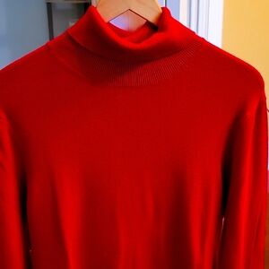 Simon's Men's Turtleneck Medium Red